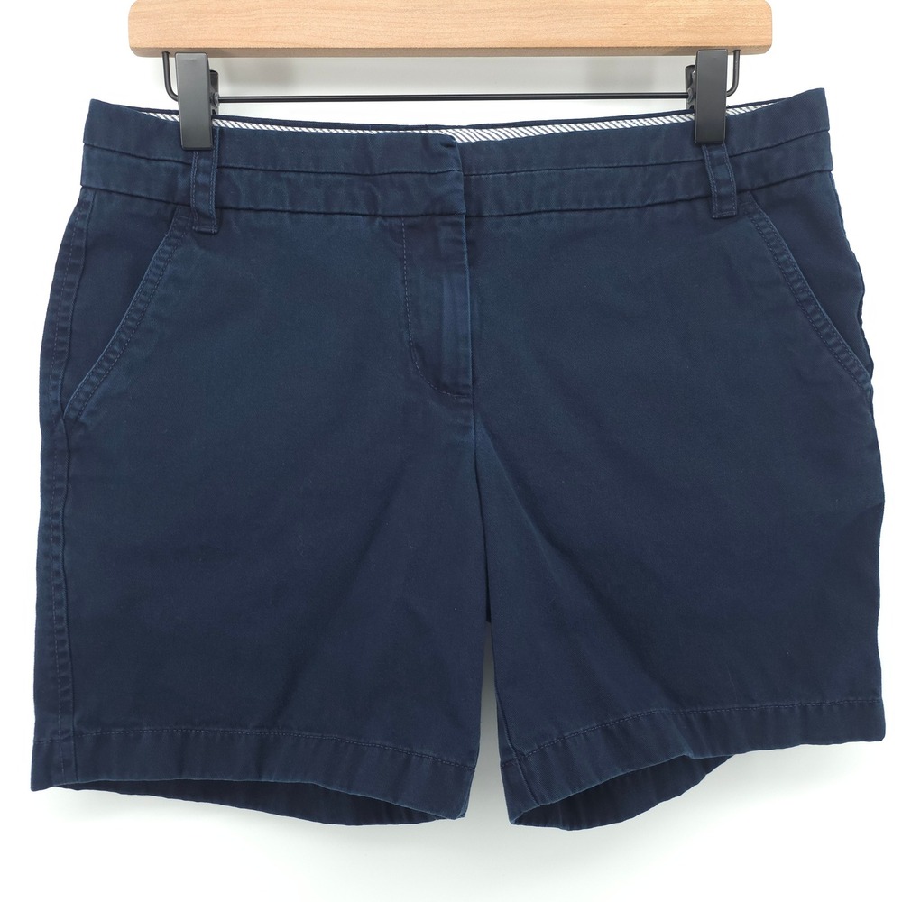 J. Crew Womens Chino Shorts 6 Navy Blue Cotton Summer‎ Preppy Classic